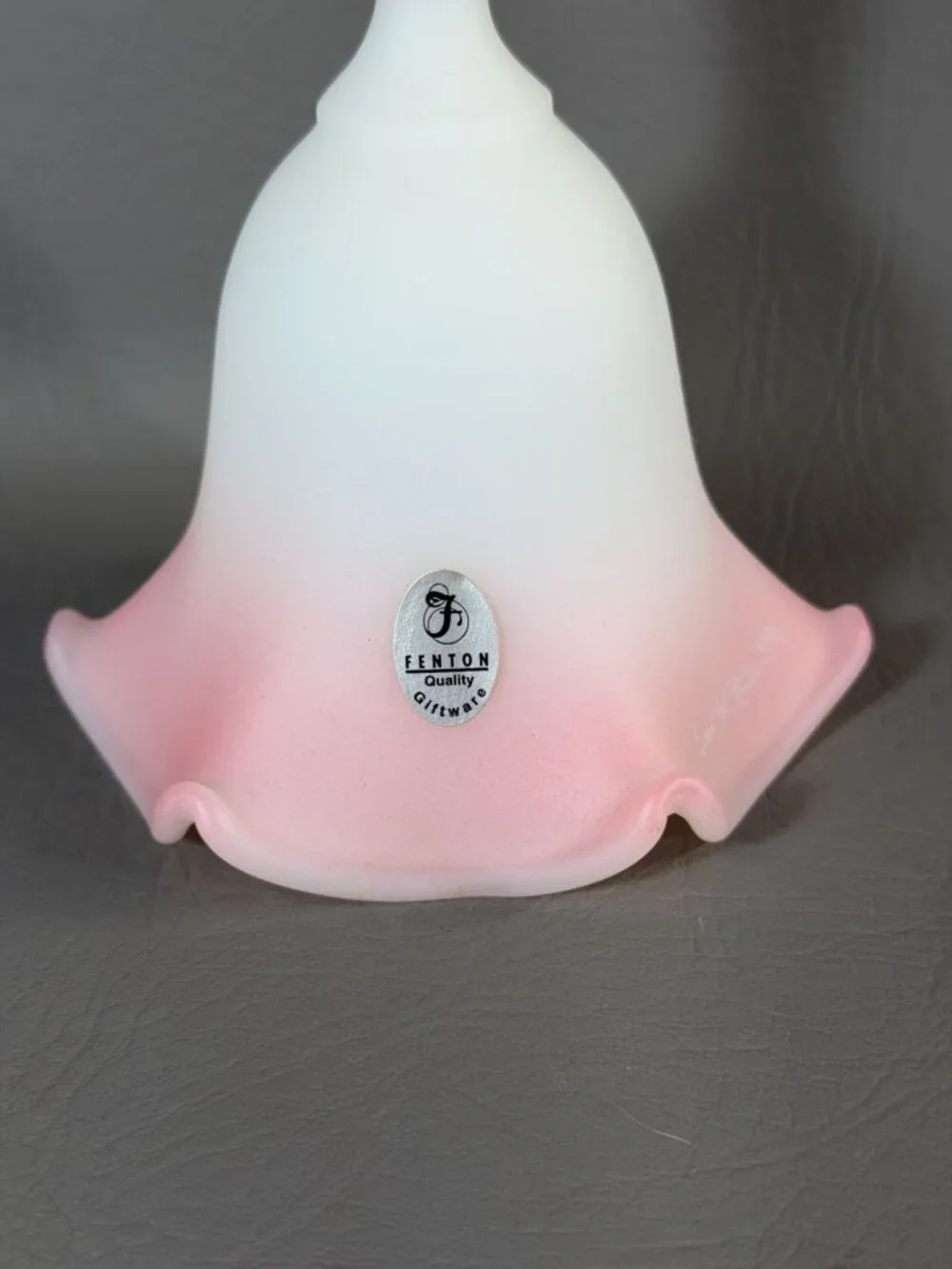 Vintage Fenton Art Glass Bell Hand-Painted Floral Signed M. Kibbe Satin Pink